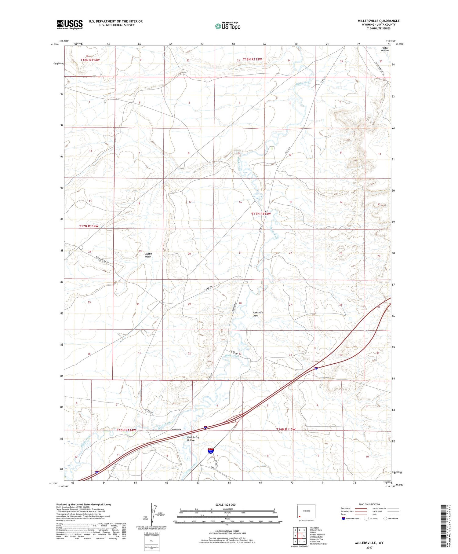Millersville Wyoming US Topo Map Image