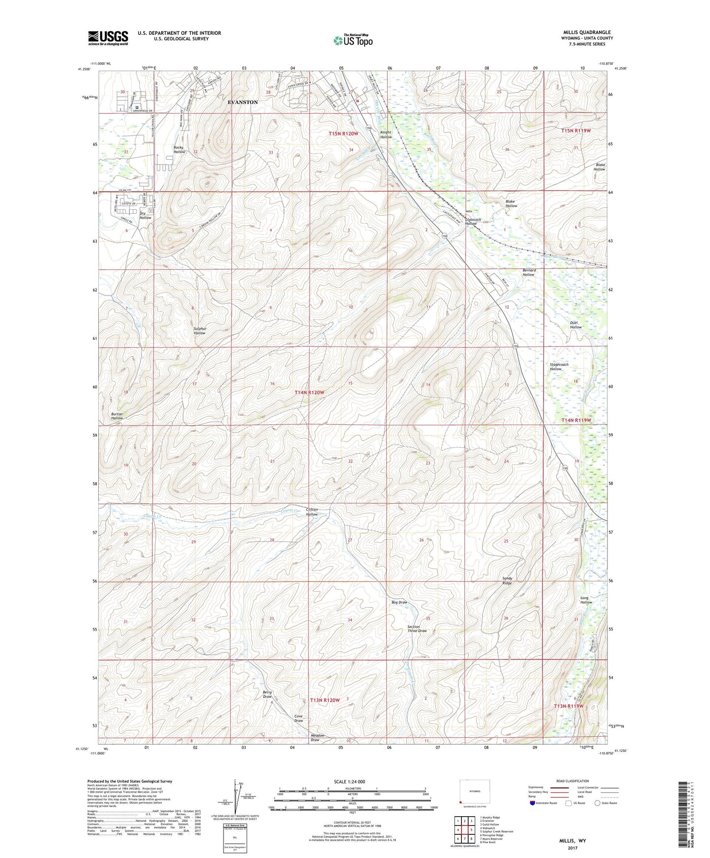 Millis Wyoming US Topo Map Image