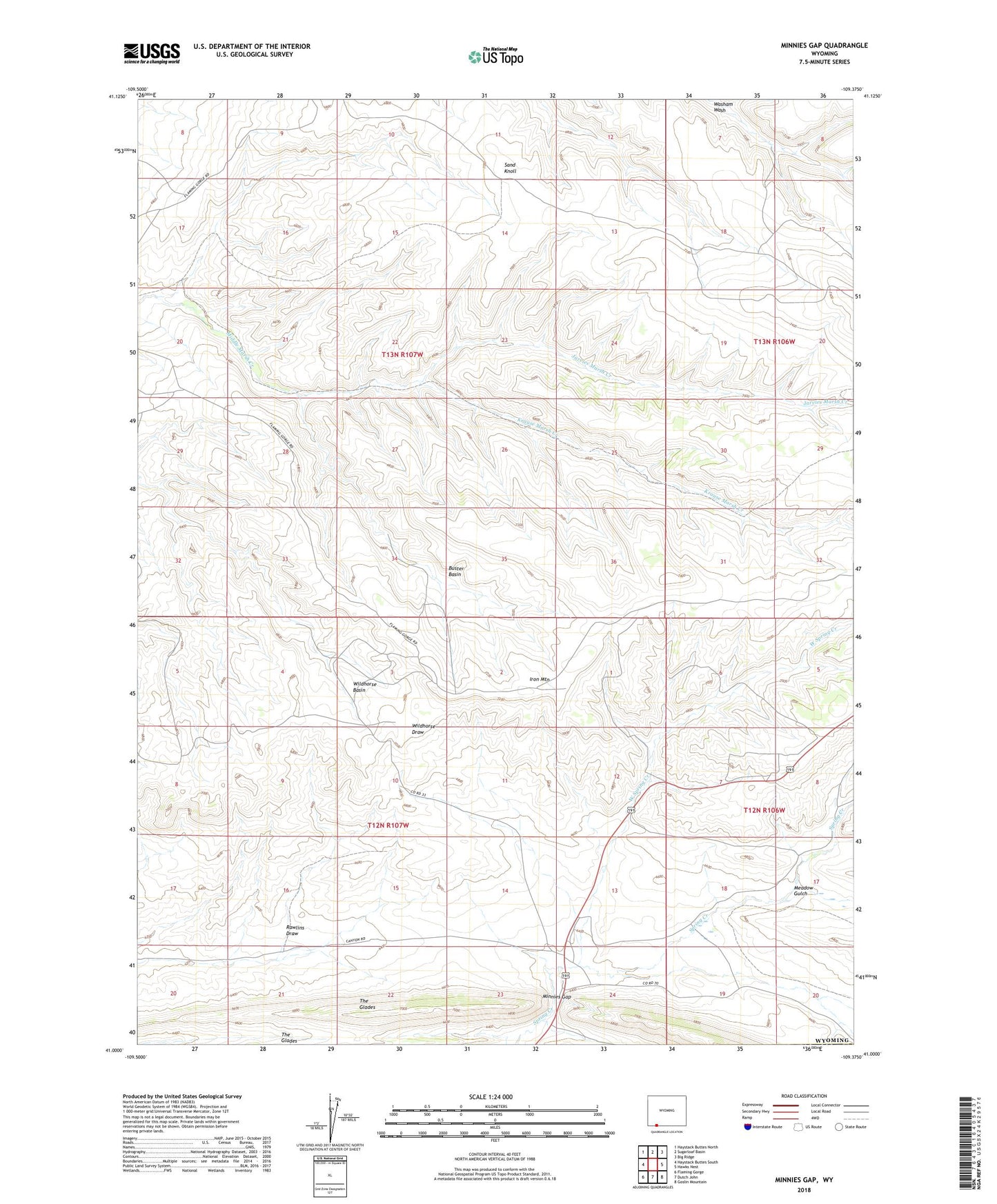 Minnies Gap Wyoming US Topo Map Image