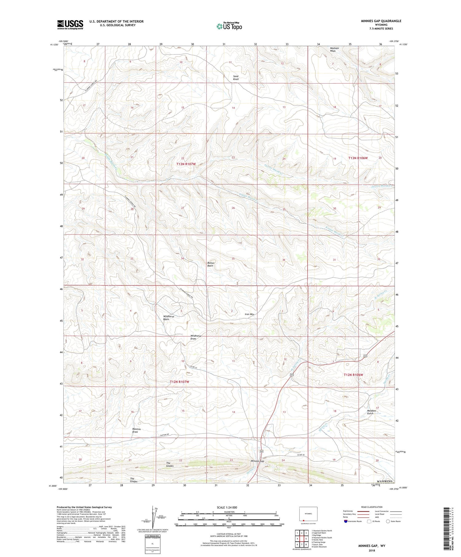Minnies Gap Wyoming US Topo Map Image