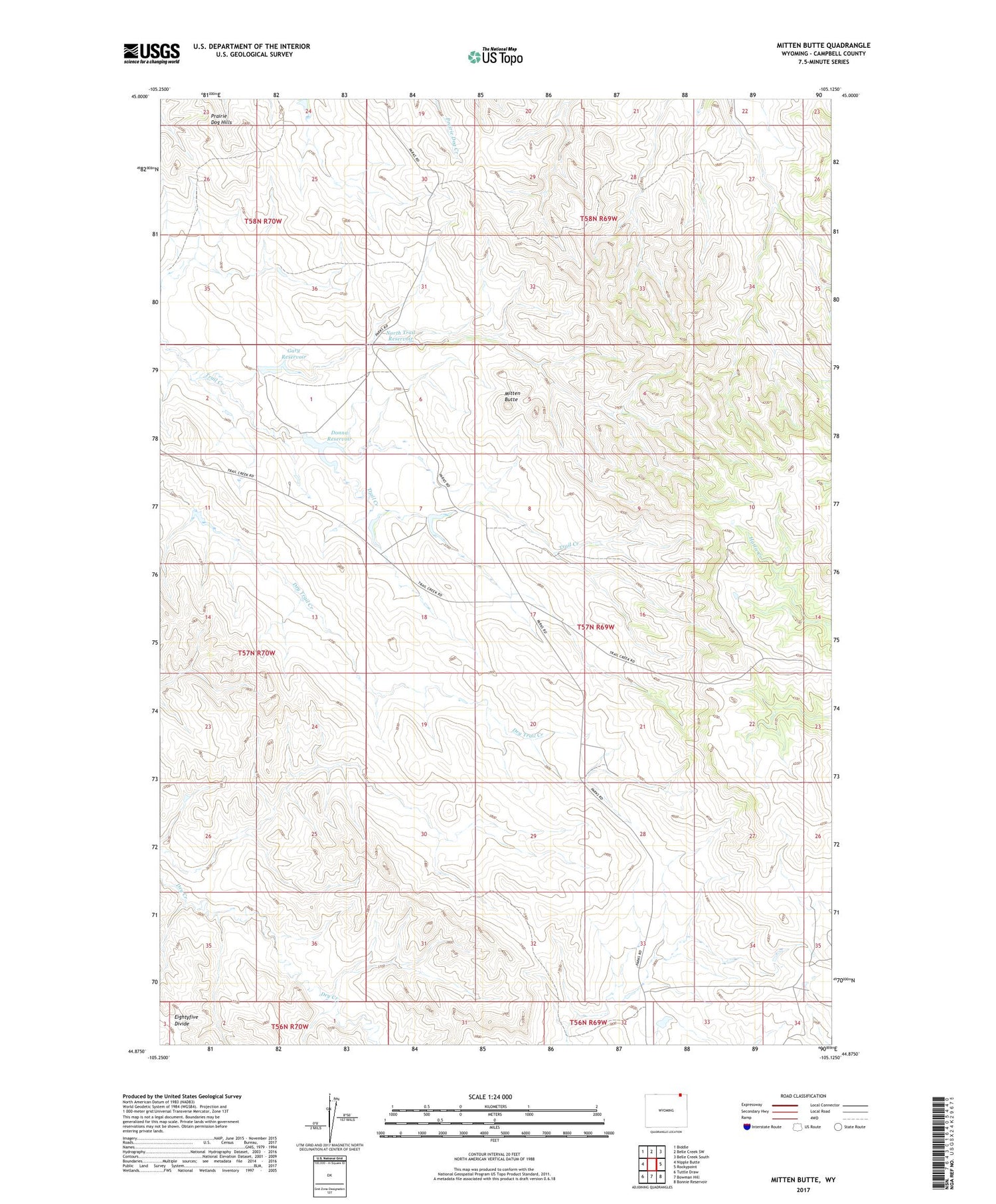 Mitten Butte Wyoming US Topo Map Image