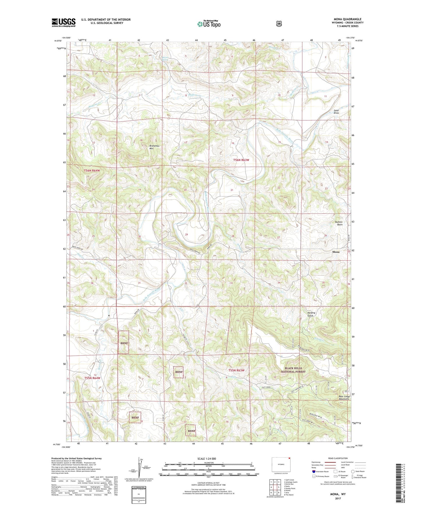 Mona Wyoming US Topo Map Image