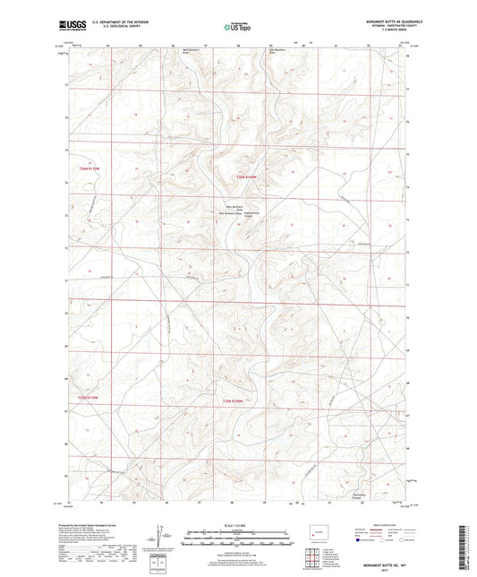 Monument Butte NE Wyoming US Topo Map Image