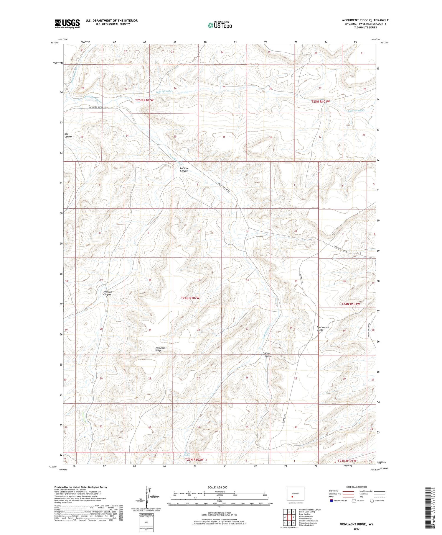 Monument Ridge Wyoming US Topo Map Image