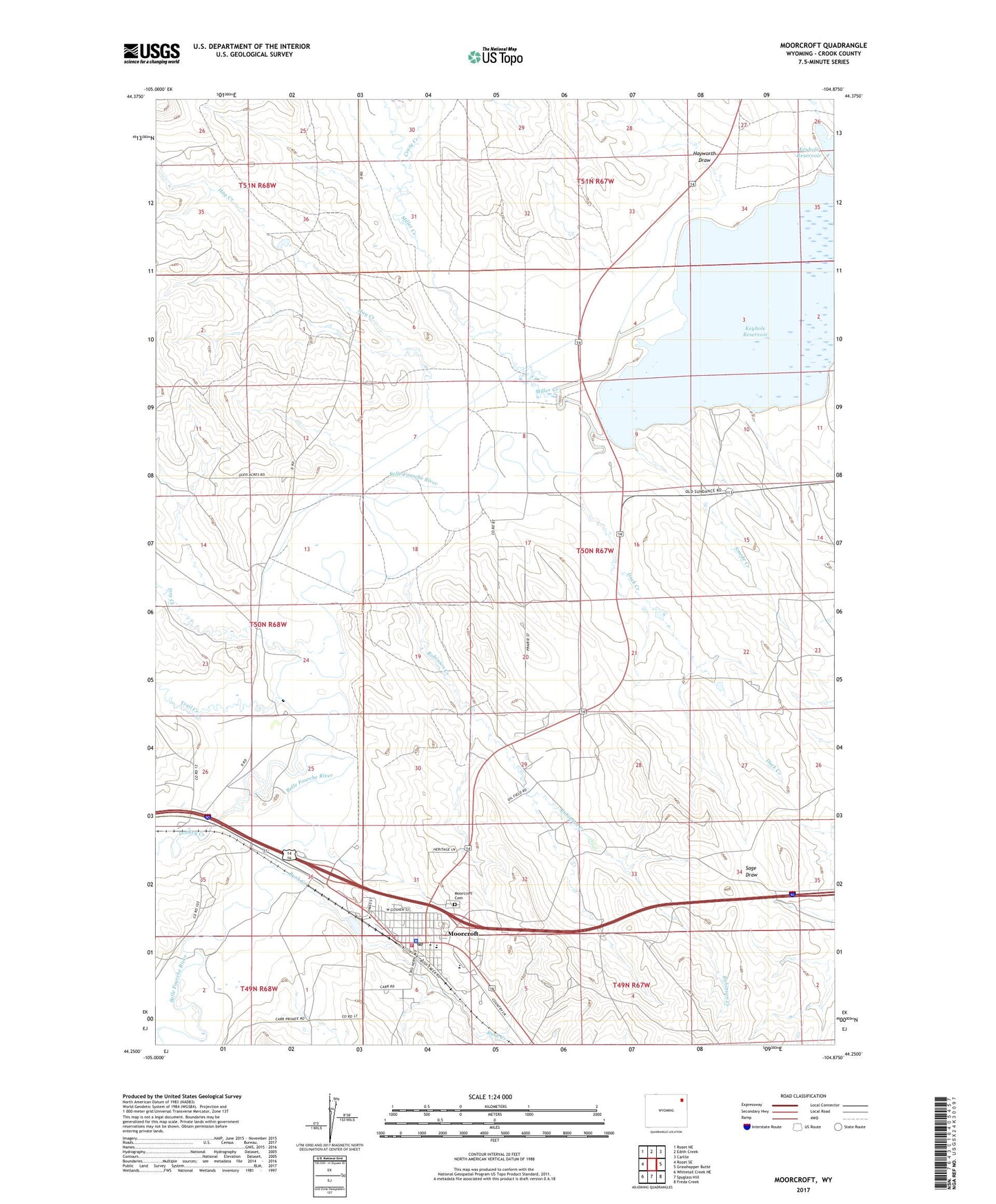 Moorcroft Wyoming US Topo Map Image
