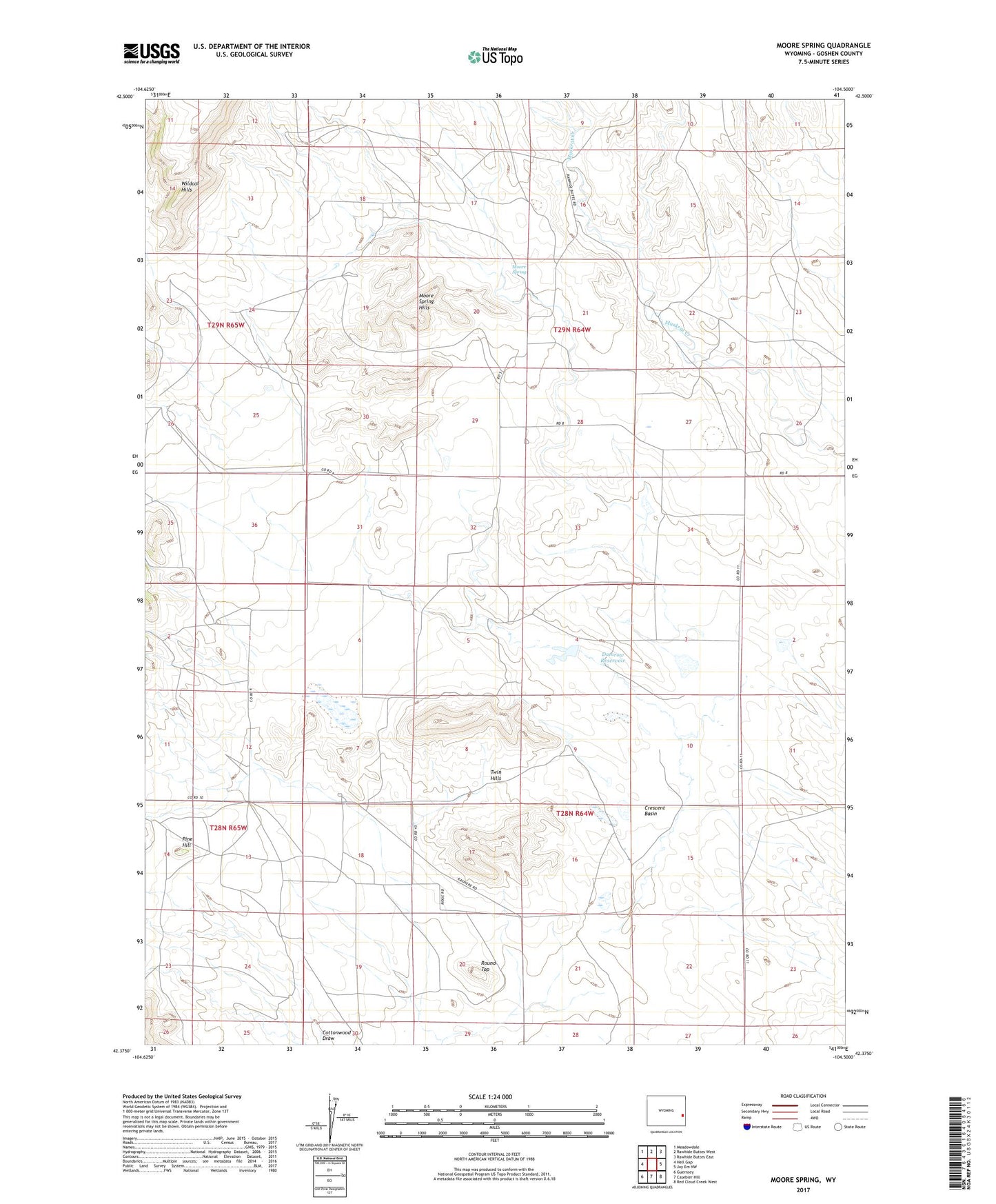 Moore Spring Wyoming US Topo Map Image