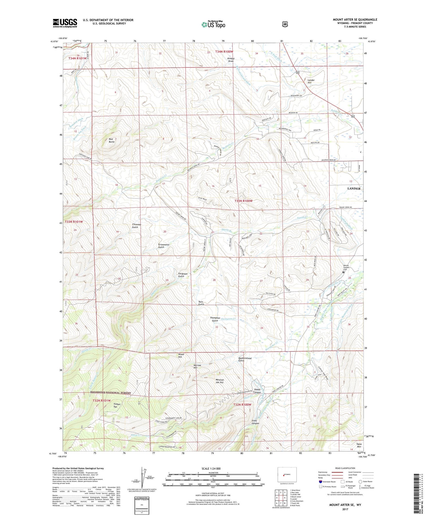 Mount Arter SE Wyoming US Topo Map Image