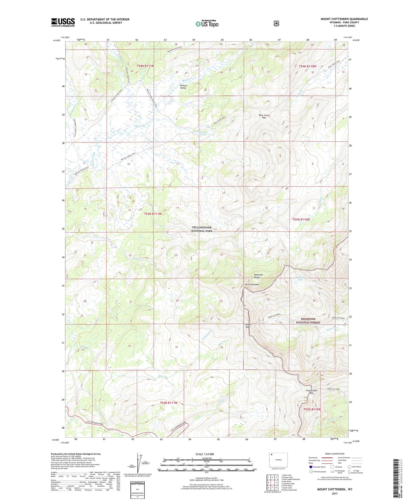 Mount Chittenden Wyoming US Topo Map Image