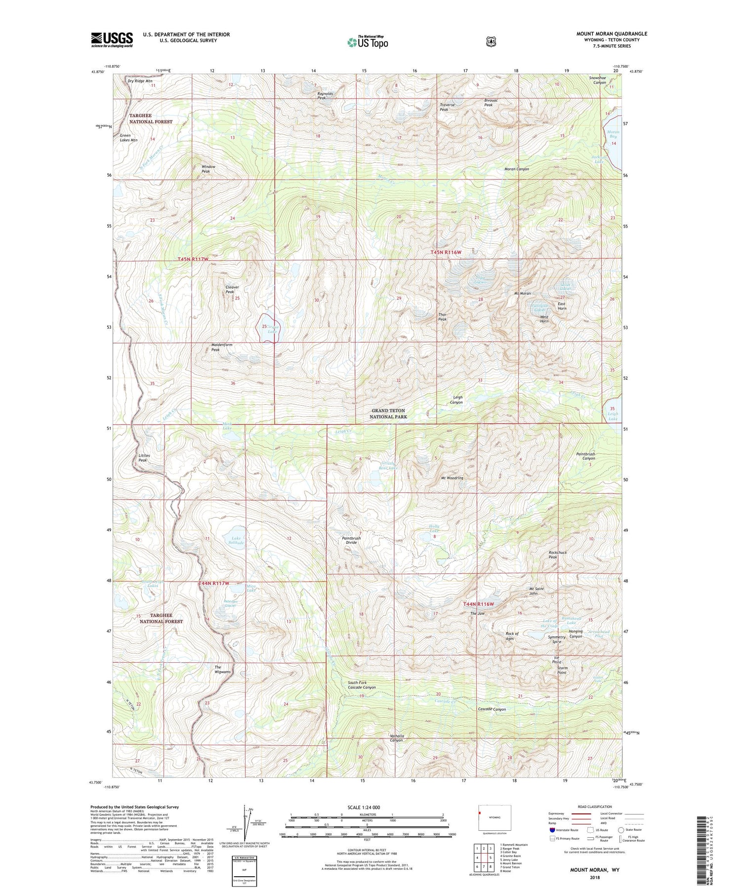 Mount Moran Wyoming US Topo Map Image