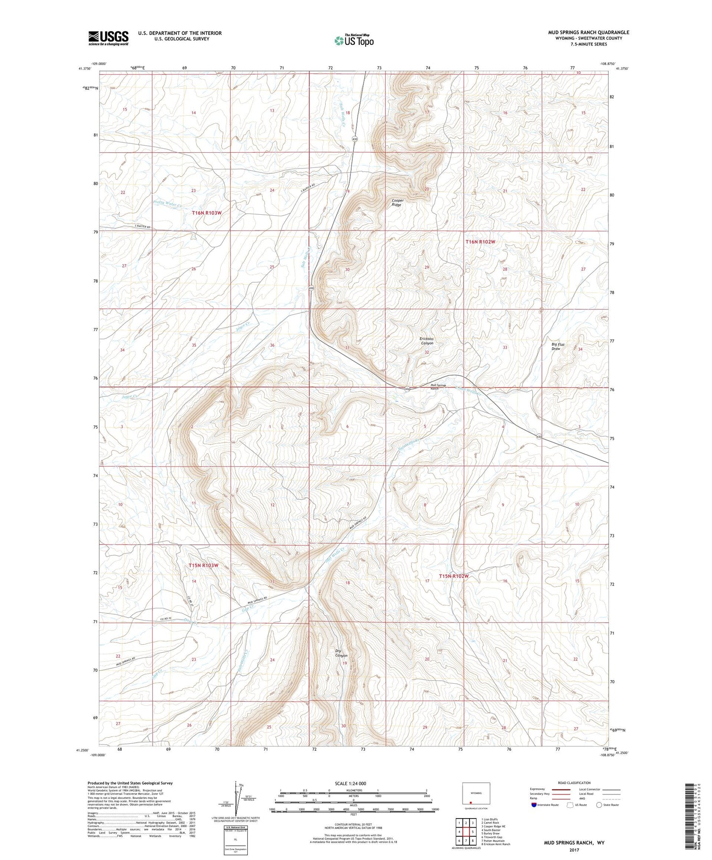 Mud Springs Ranch Wyoming US Topo Map Image