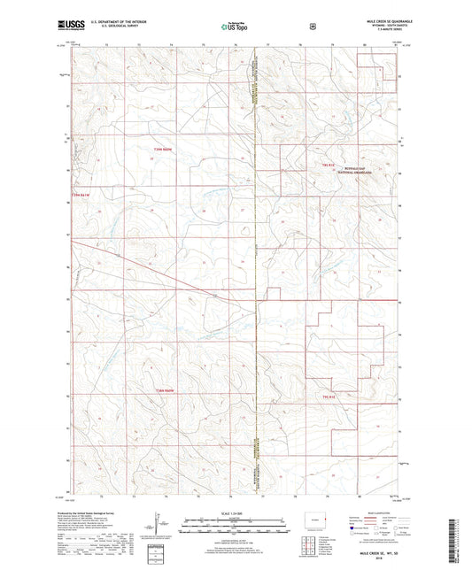 Mule Creek SE Wyoming US Topo Map Image