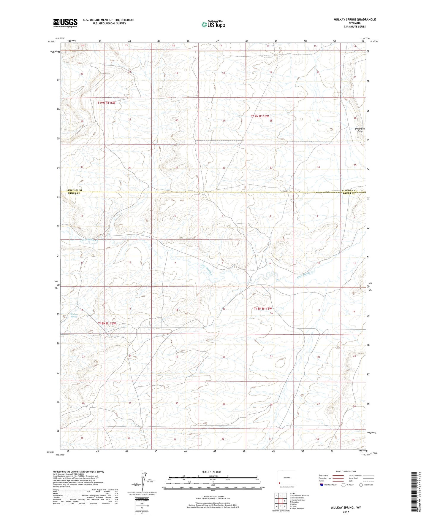 Mulkay Spring Wyoming US Topo Map Image