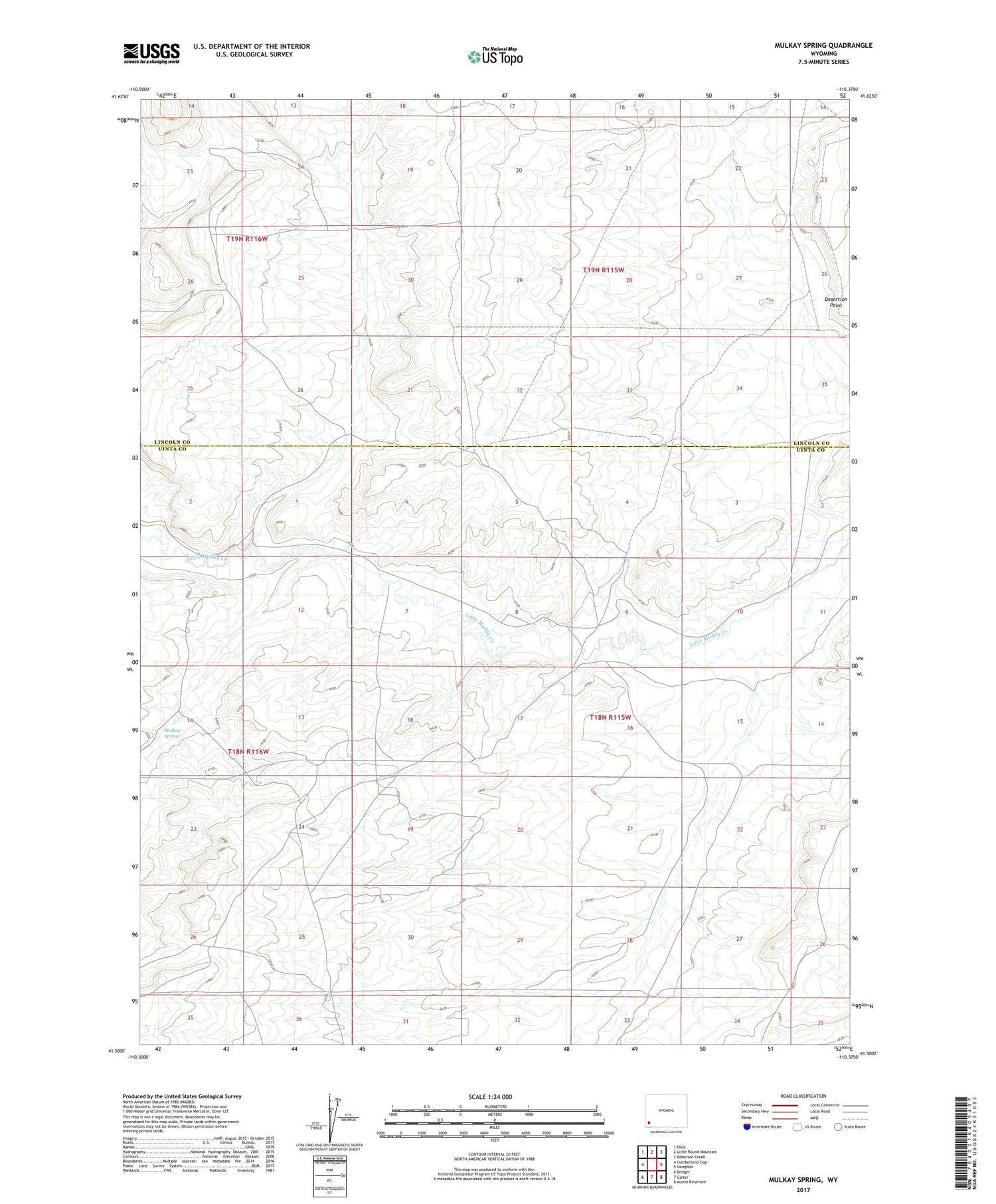Mulkay Spring Wyoming US Topo Map Image