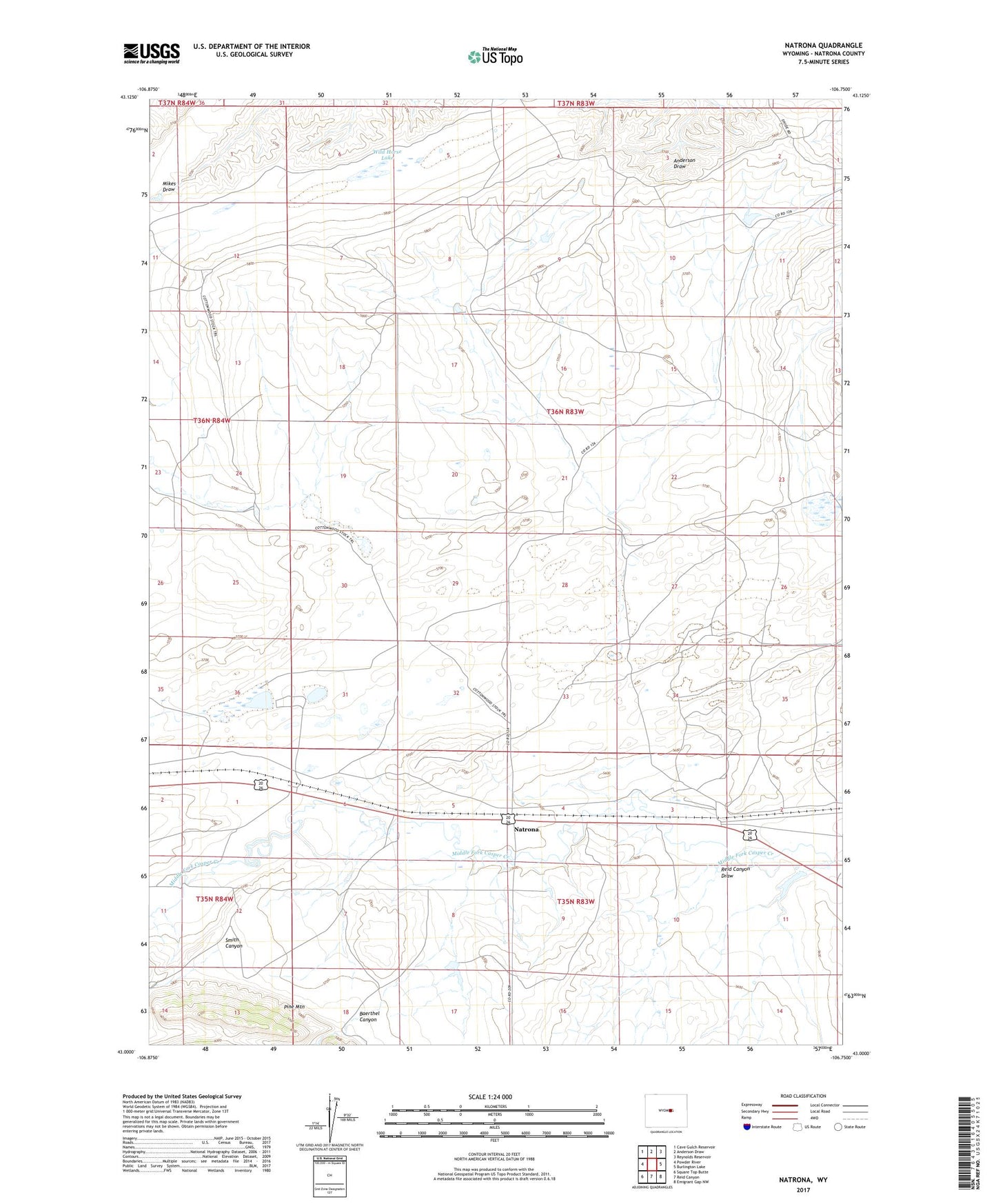 Natrona Wyoming US Topo Map Image