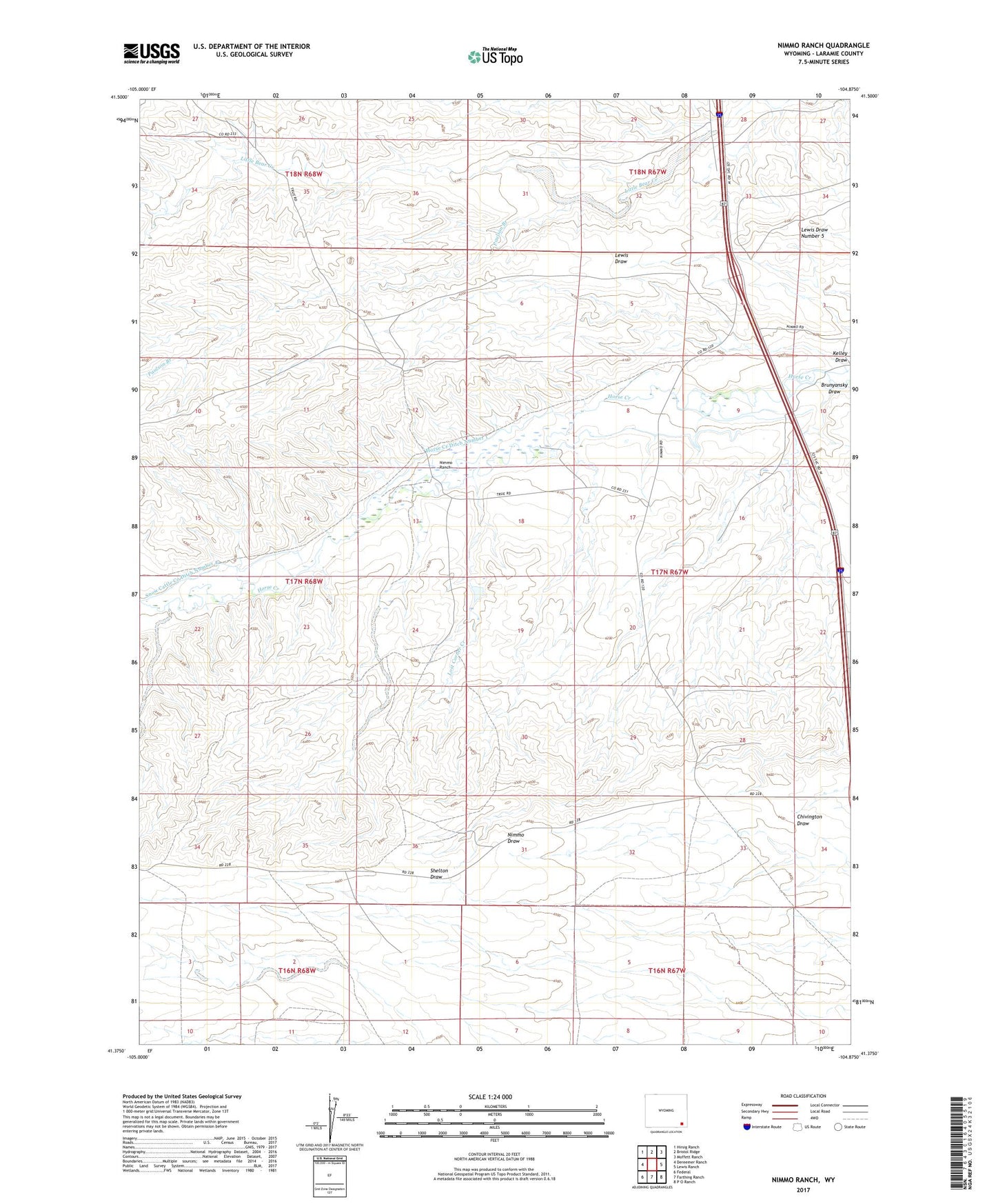 Nimmo Ranch Wyoming US Topo Map Image