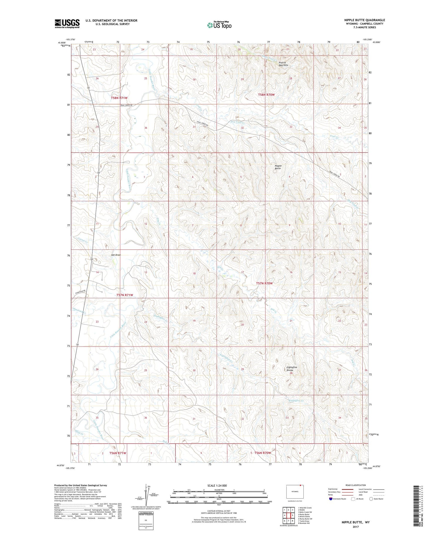 Nipple Butte Wyoming US Topo Map Image