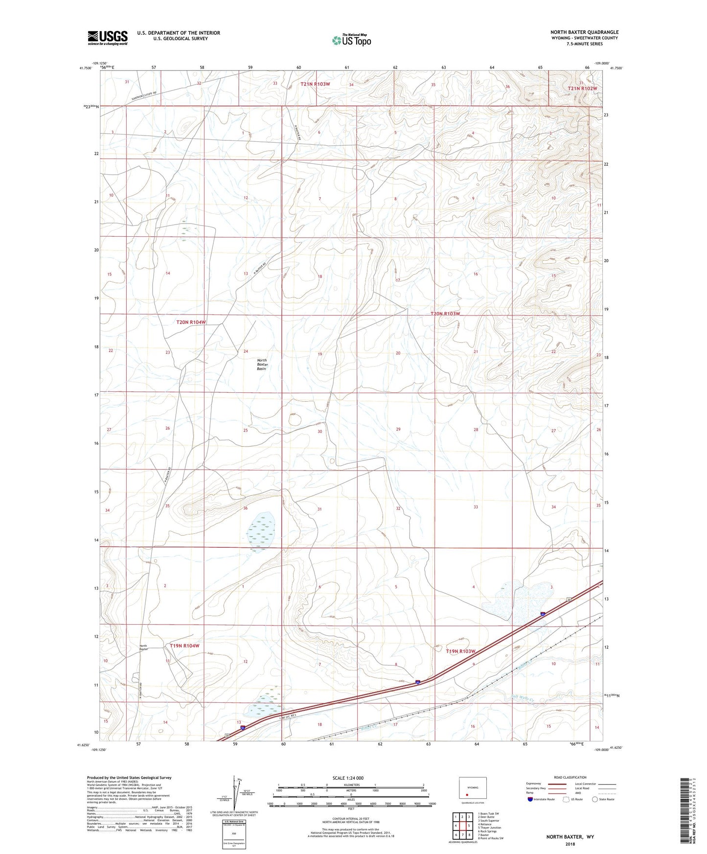 North Baxter Wyoming US Topo Map Image
