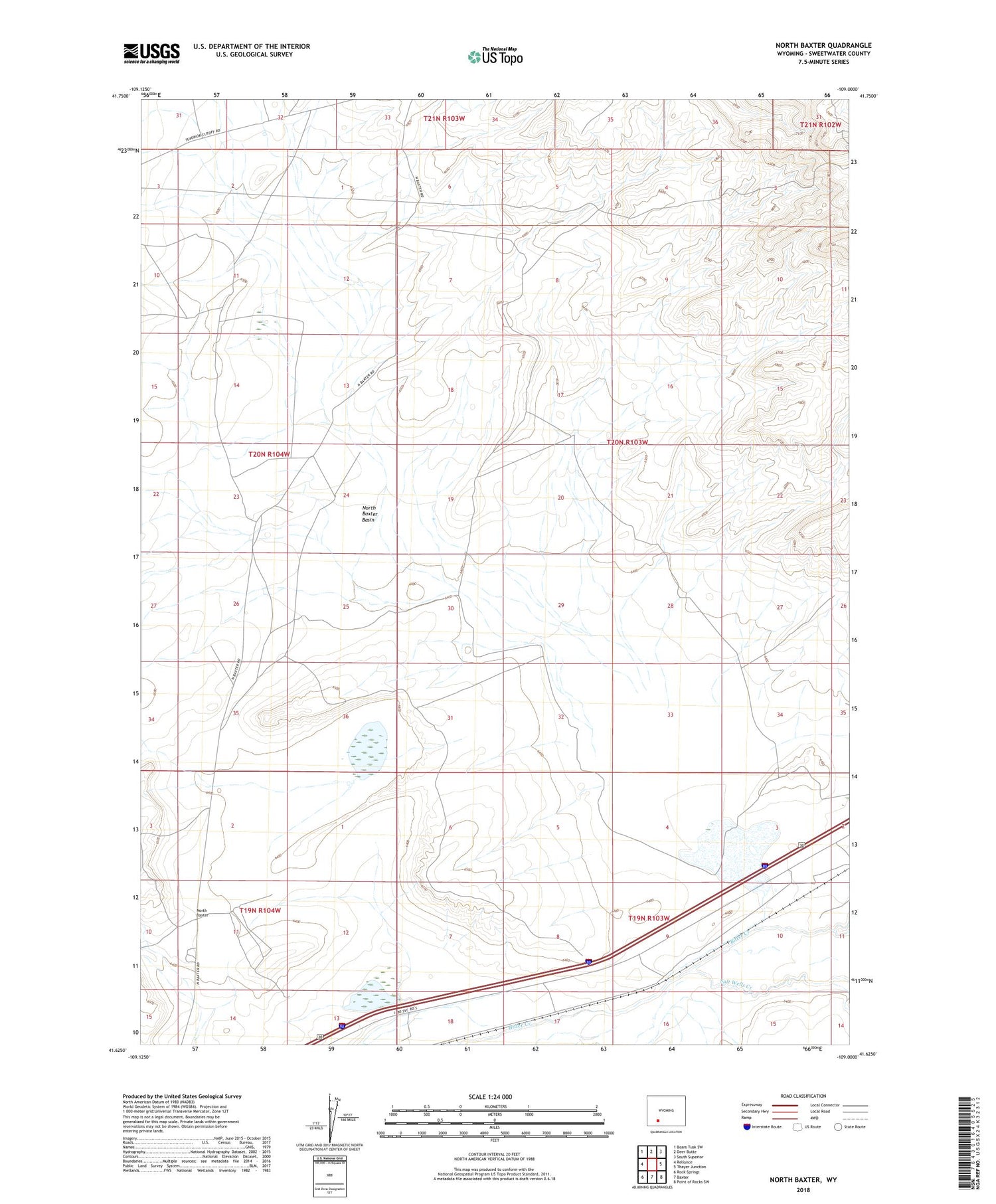 North Baxter Wyoming US Topo Map Image