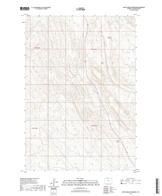 North Emblem Reservoir Wyoming US Topo Map Image