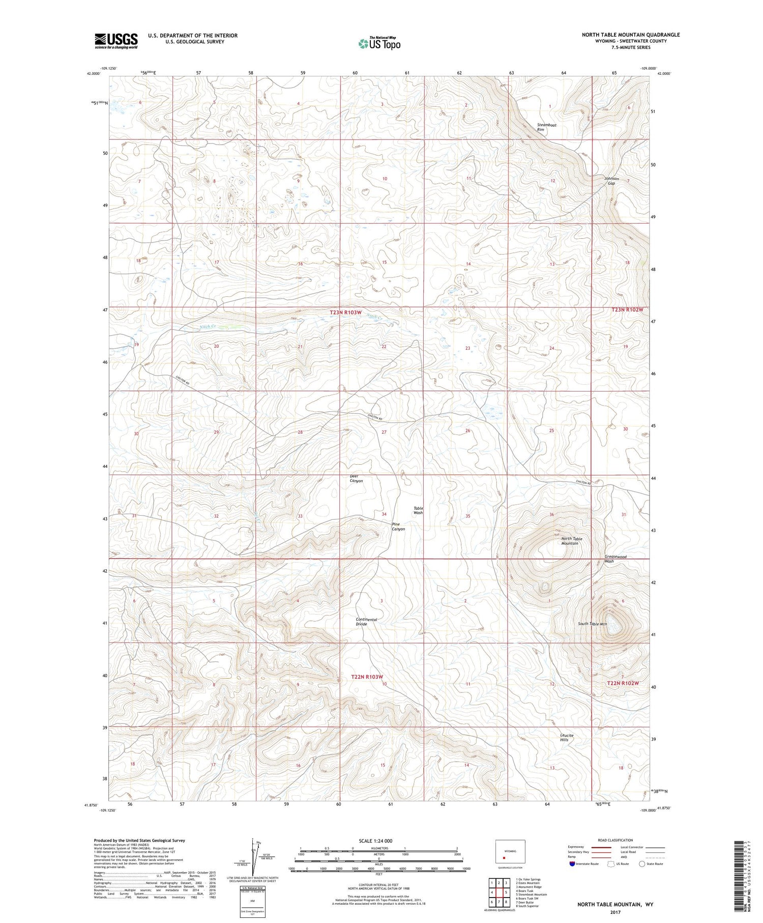 North Table Mountain Wyoming US Topo Map Image