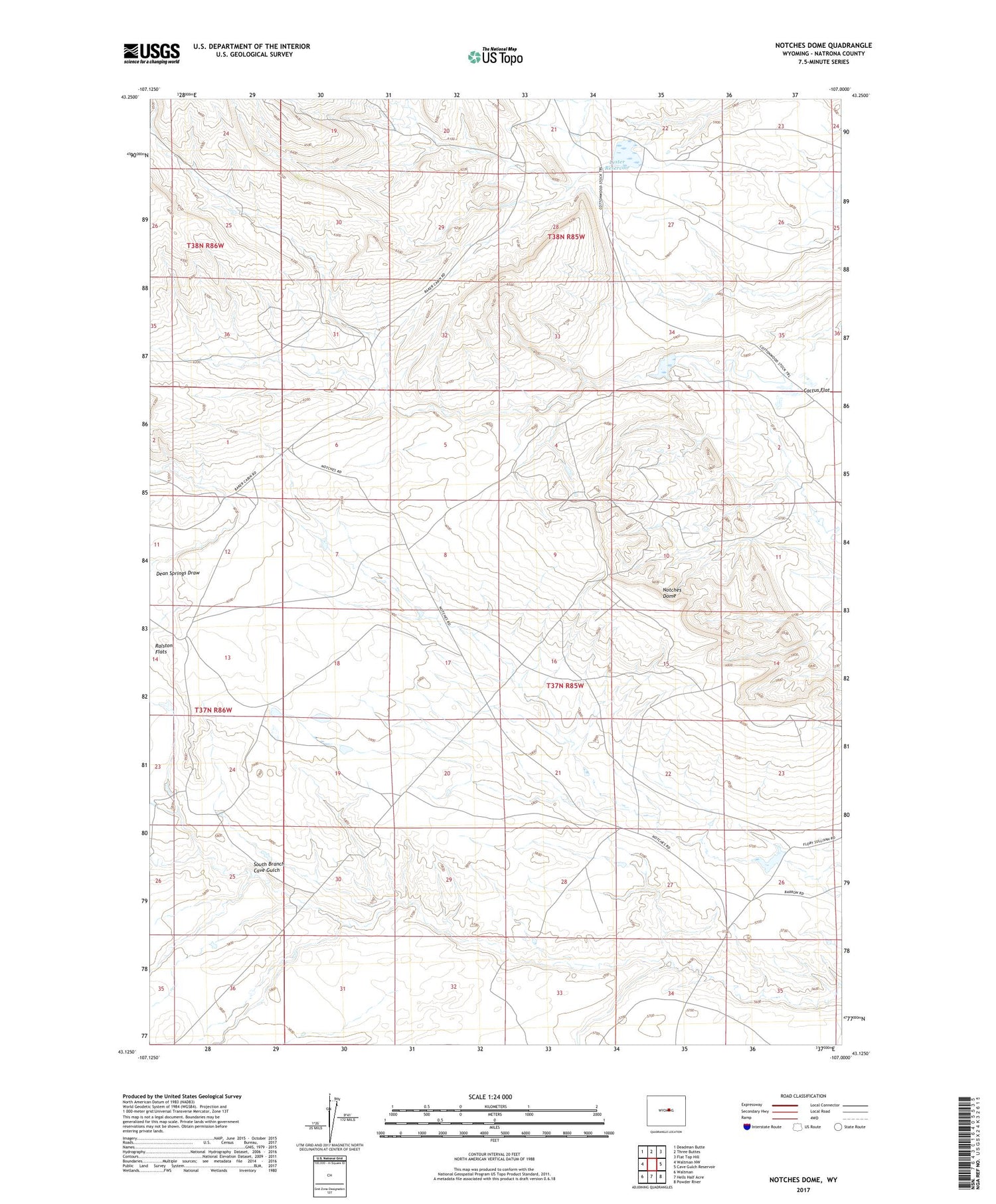 Notches Dome Wyoming US Topo Map Image