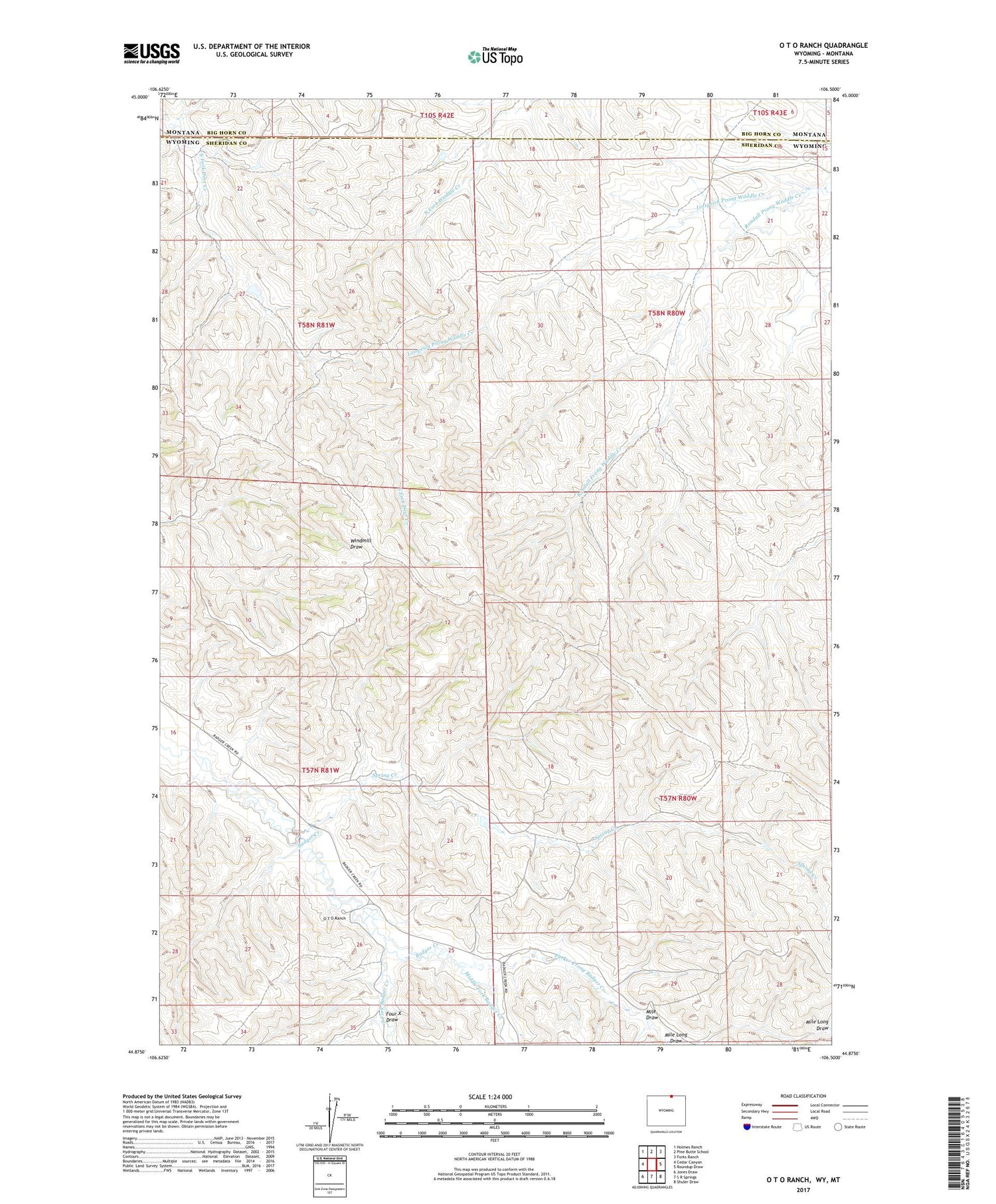 O T O Ranch Wyoming US Topo Map Image