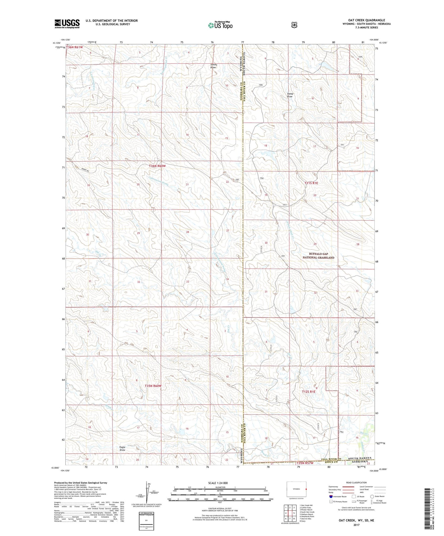 Oat Creek Wyoming US Topo Map Image