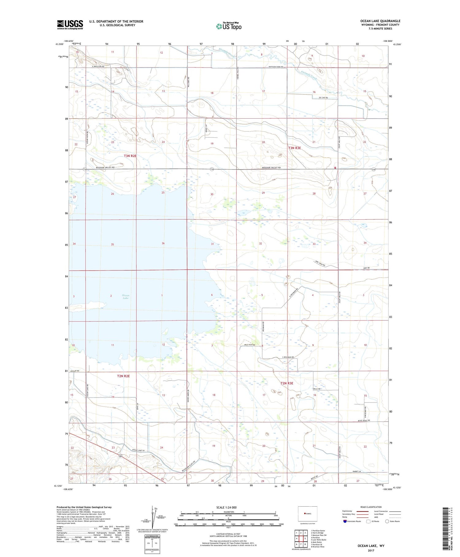 Ocean Lake Wyoming US Topo Map Image