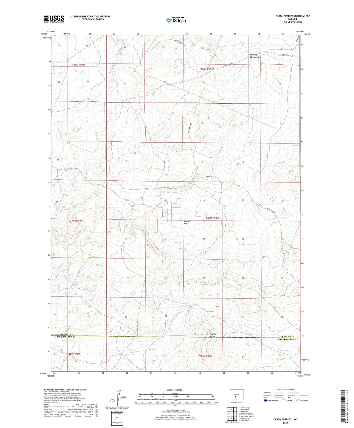 Olson Springs Wyoming US Topo Map Image