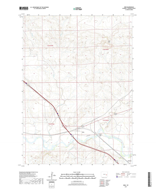 Orin Wyoming US Topo Map Image