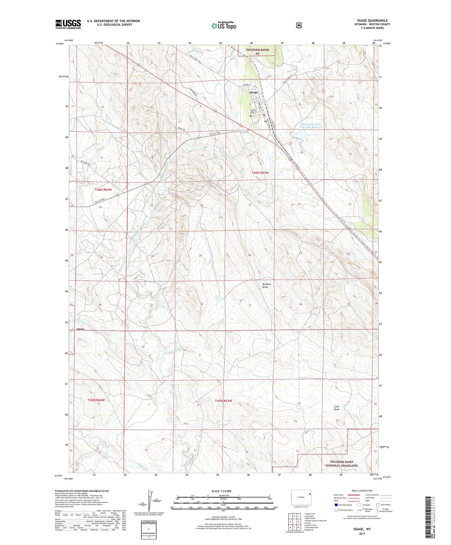Osage Wyoming US Topo Map Image