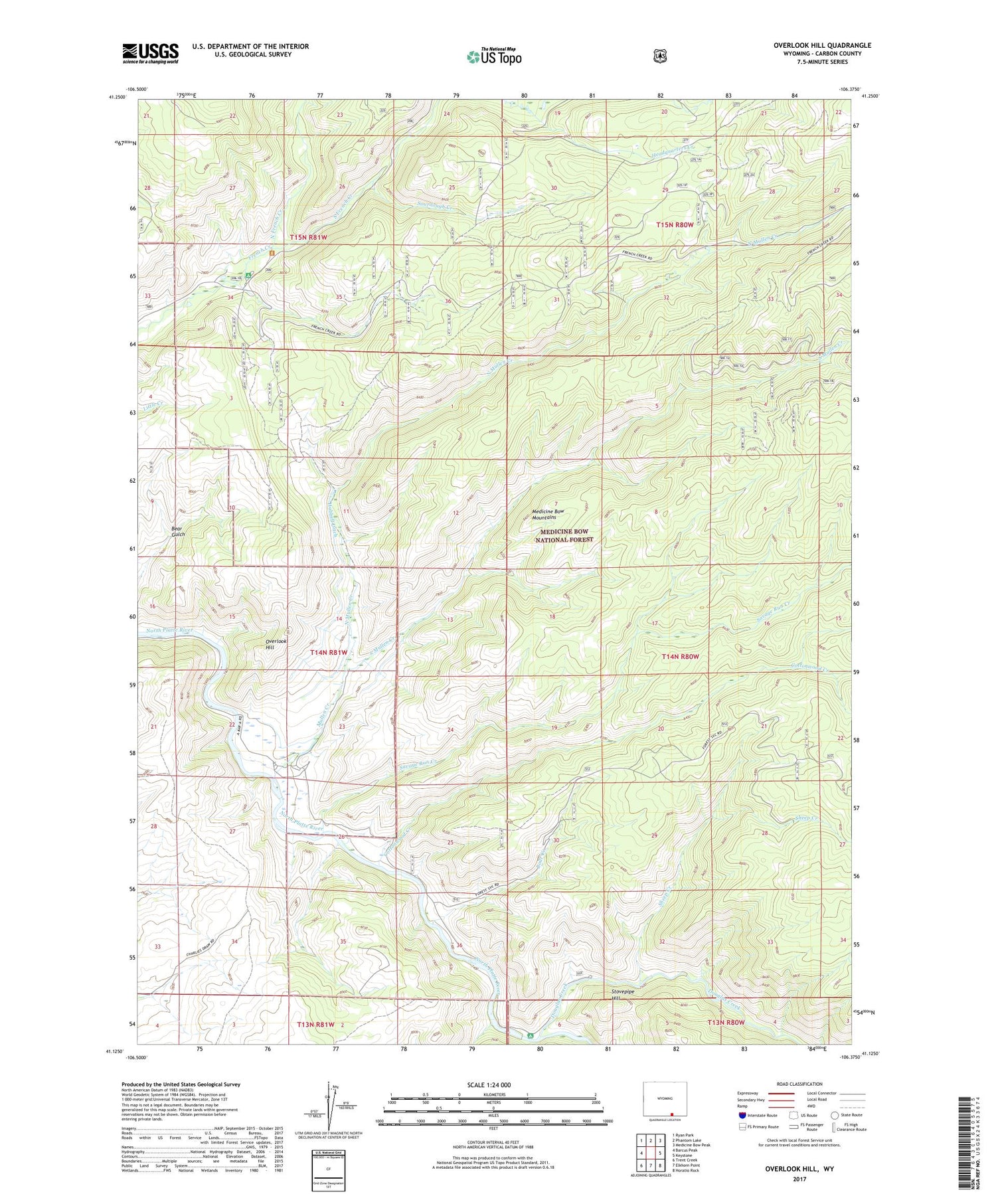 Overlook Hill Wyoming US Topo Map Image