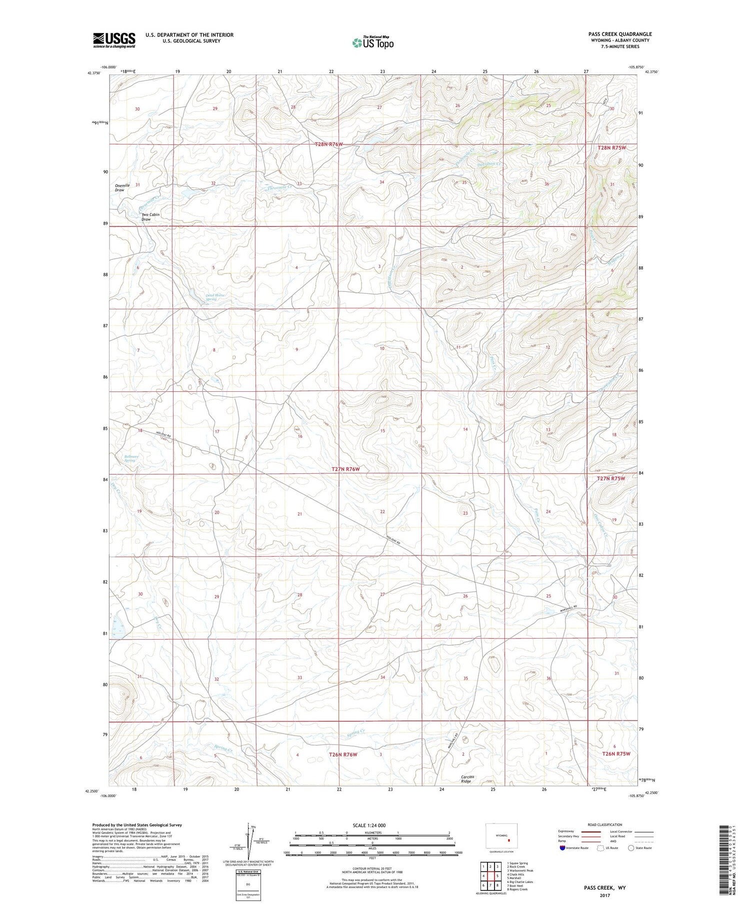 Pass Creek Wyoming US Topo Map Image