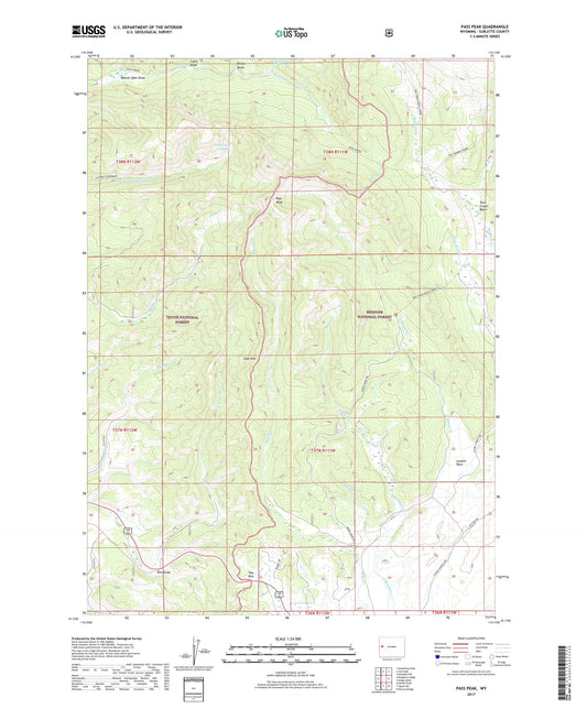 Pass Peak Wyoming US Topo Map Image