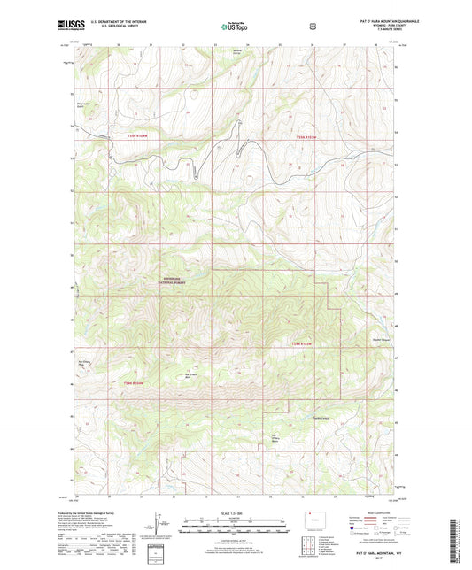 Pat O' Hara Mountain Wyoming US Topo Map Image