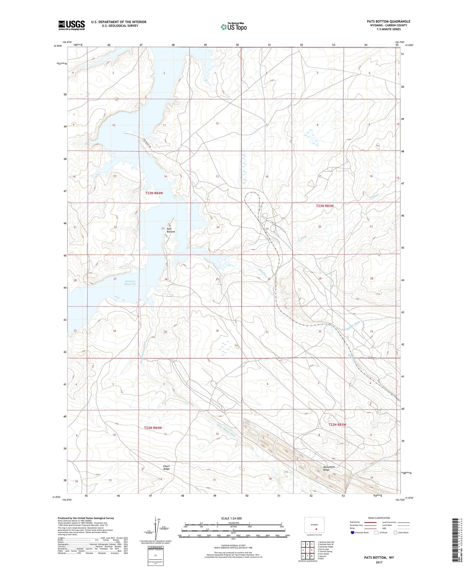 Pats Bottom Wyoming US Topo Map Image