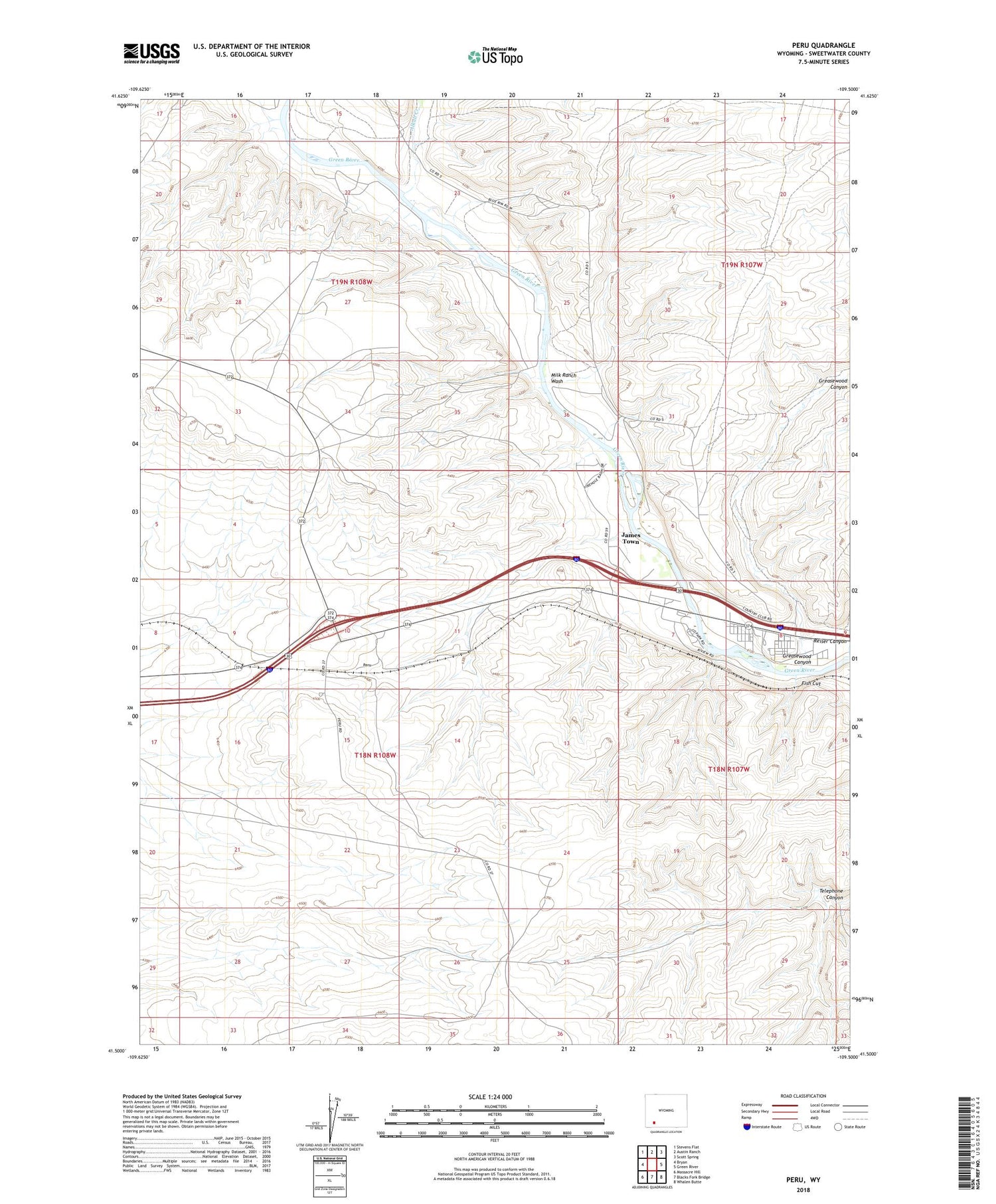 Peru Wyoming US Topo Map Image