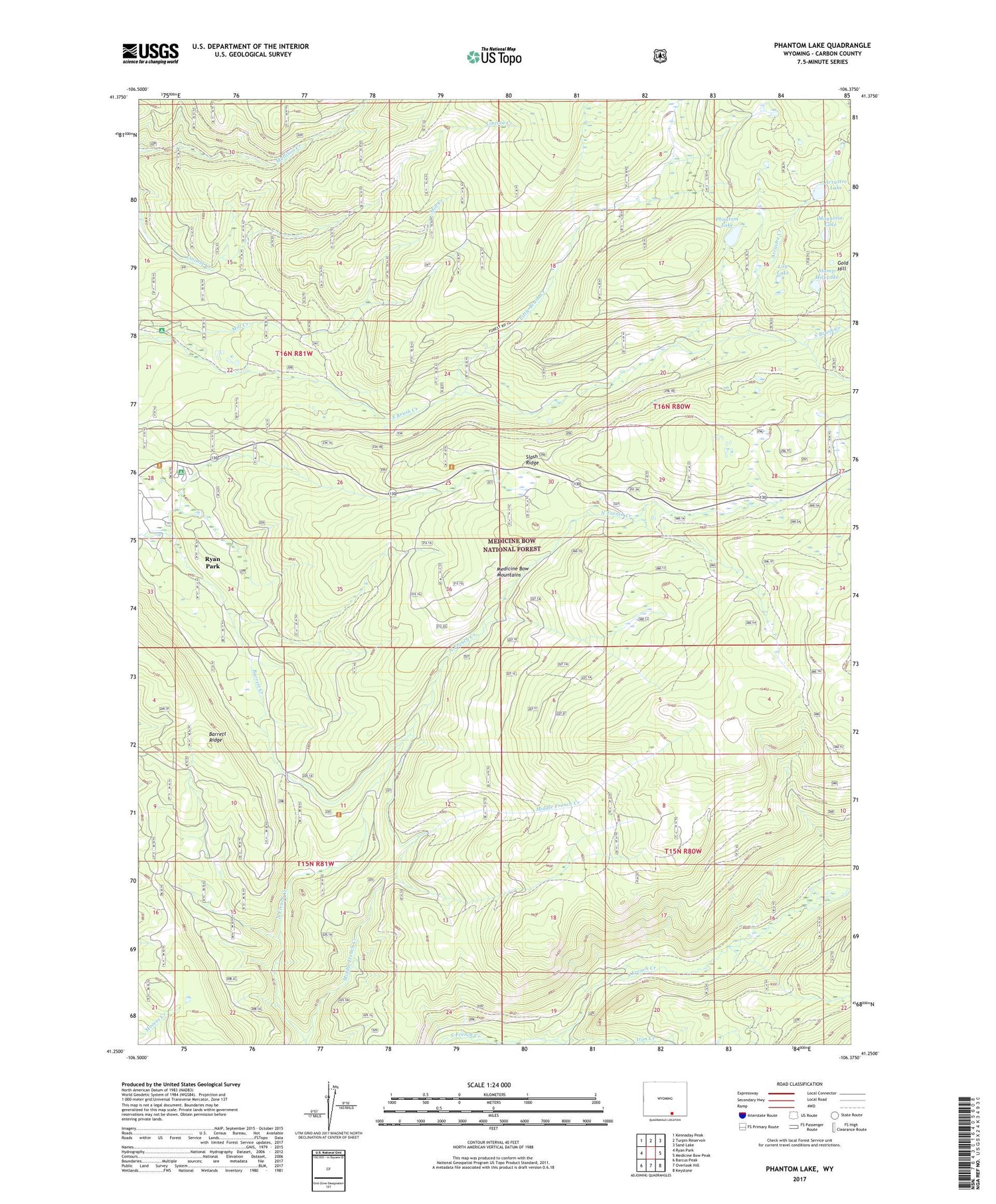 Phantom Lake Wyoming US Topo Map Image
