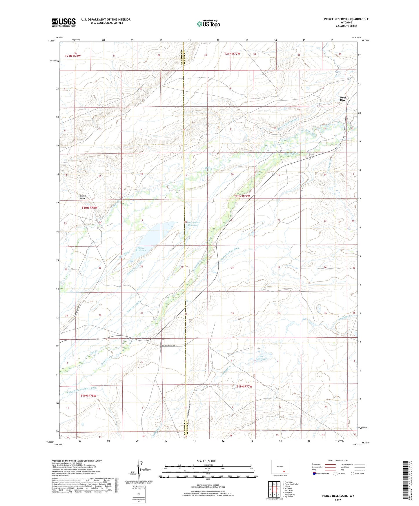 Pierce Reservoir Wyoming US Topo Map Image