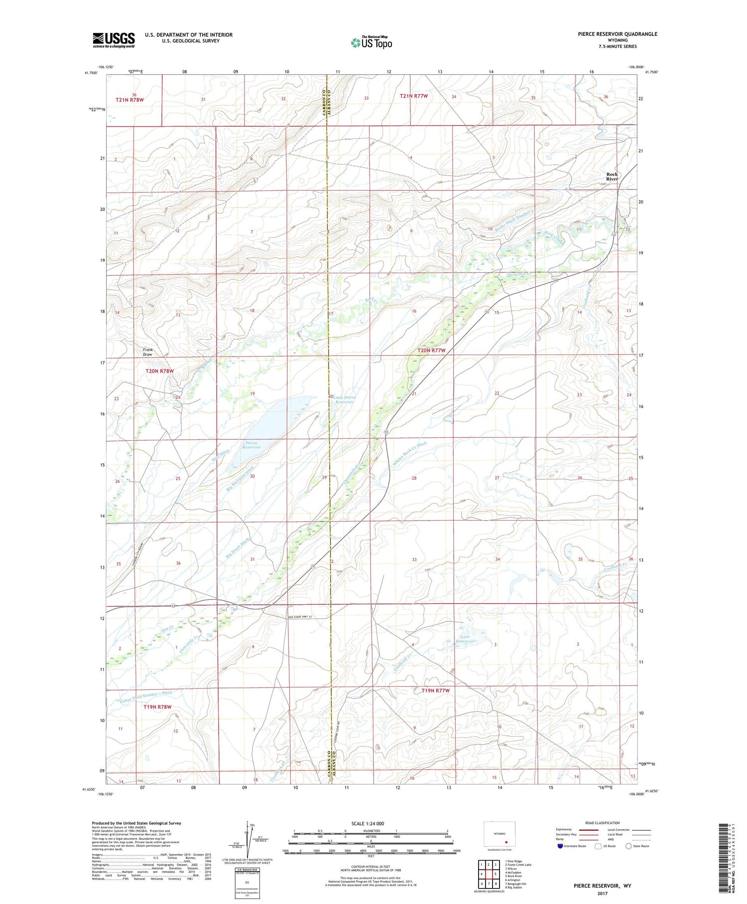 Pierce Reservoir Wyoming US Topo Map Image