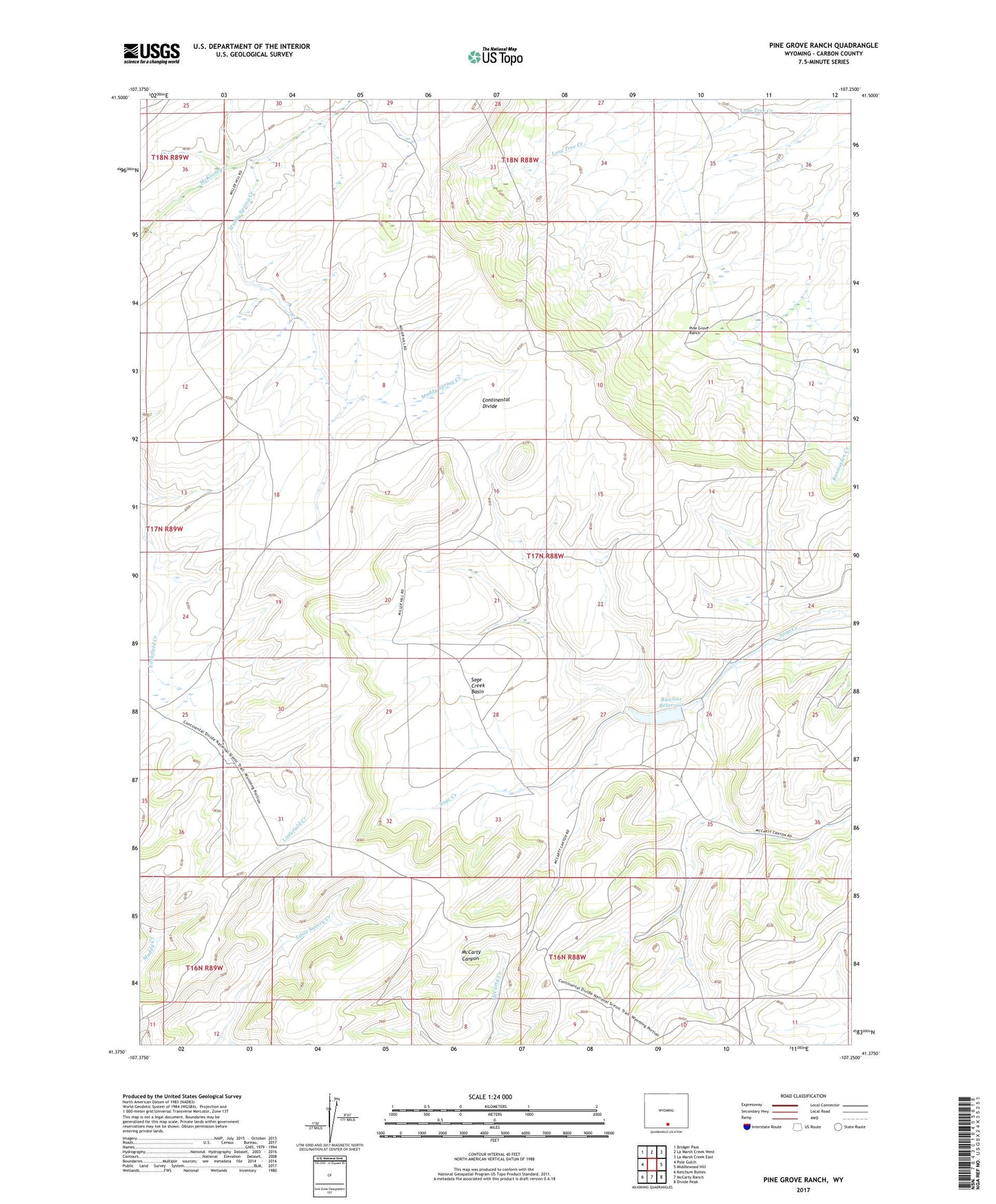 Pine Grove Ranch Wyoming US Topo Map Image