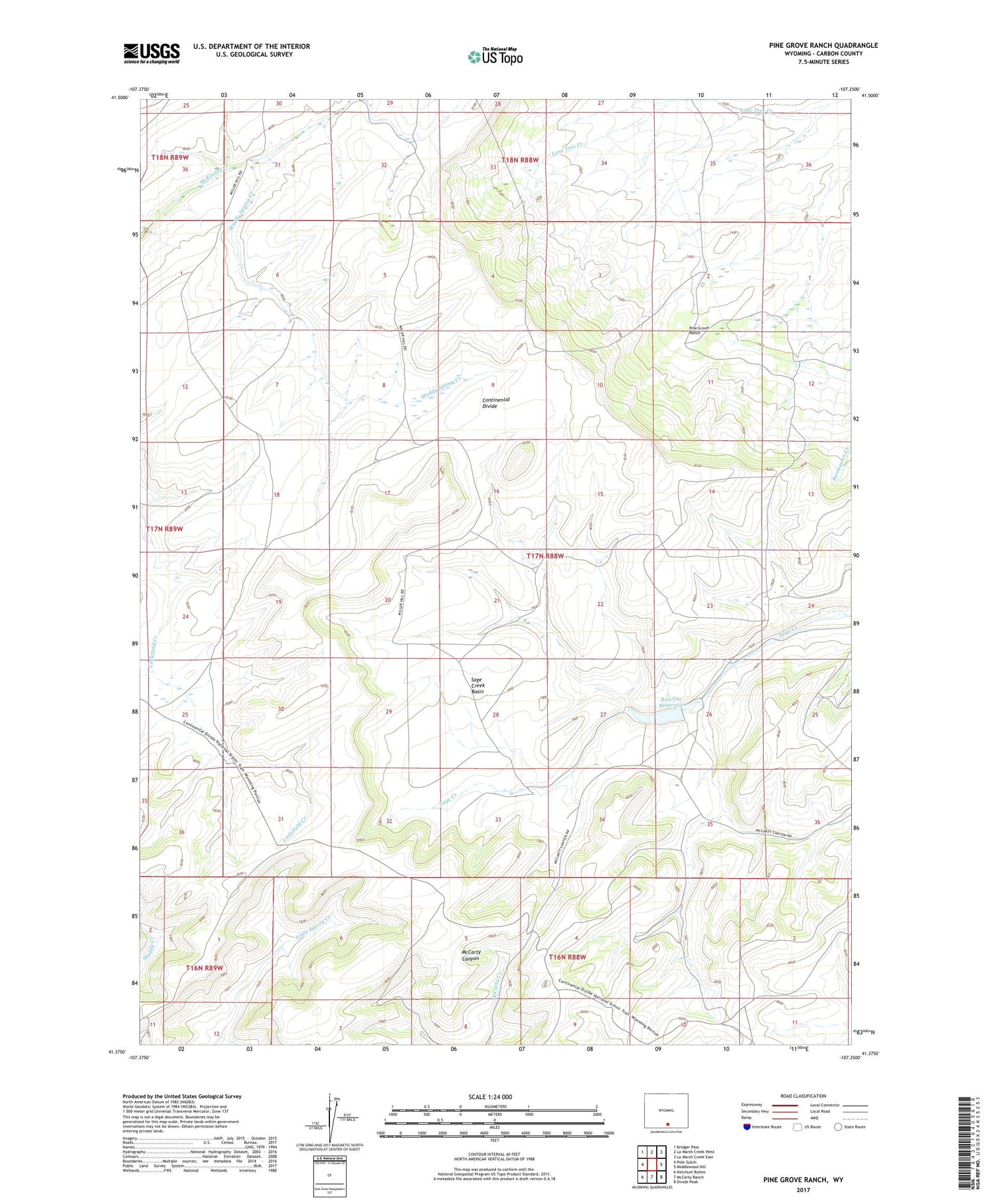 Pine Grove Ranch Wyoming US Topo Map Image