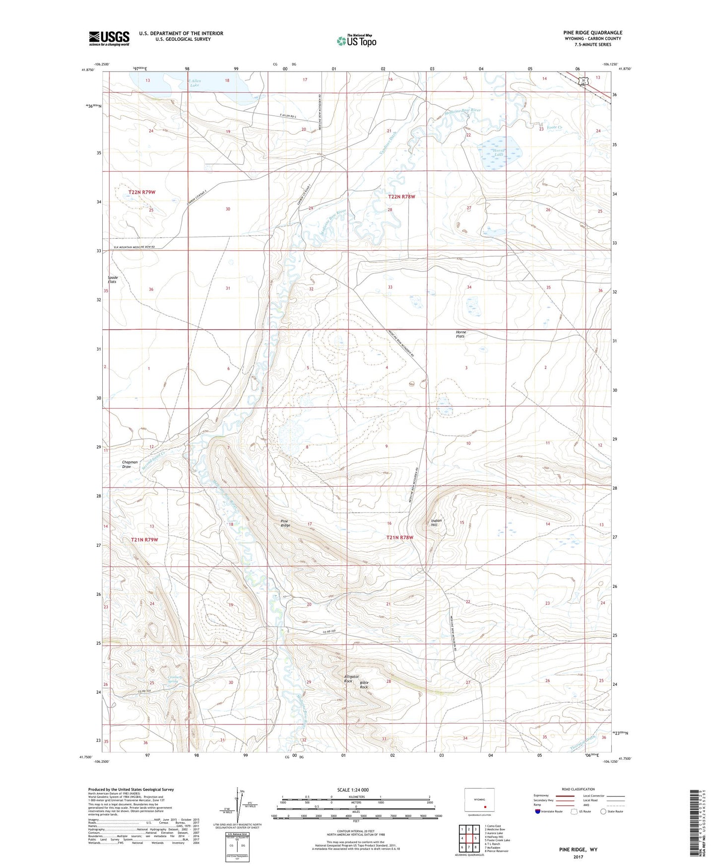 Pine Ridge Wyoming US Topo Map Image