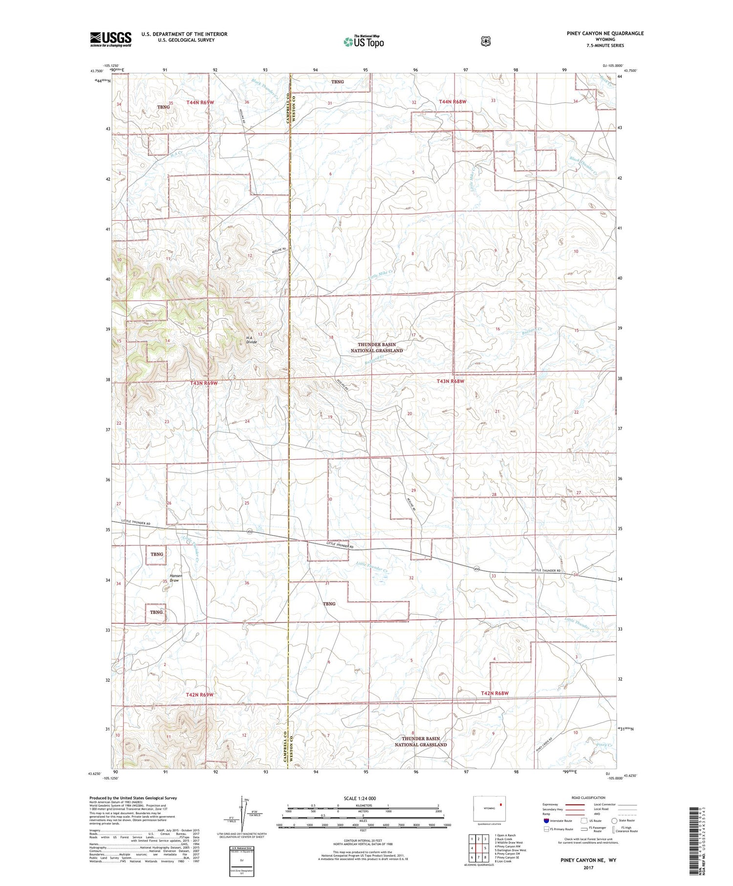 Piney Canyon NE Wyoming US Topo Map Image