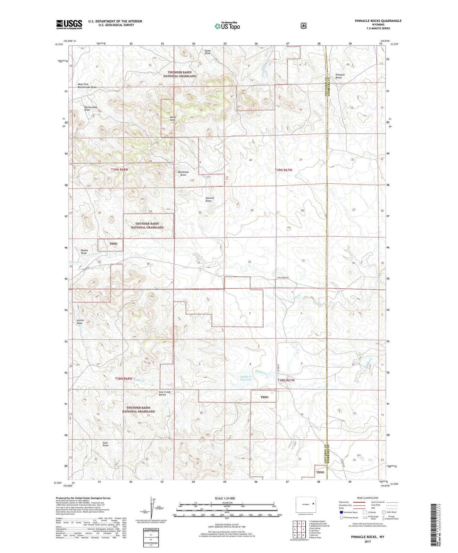 Pinnacle Rocks Wyoming US Topo Map Image