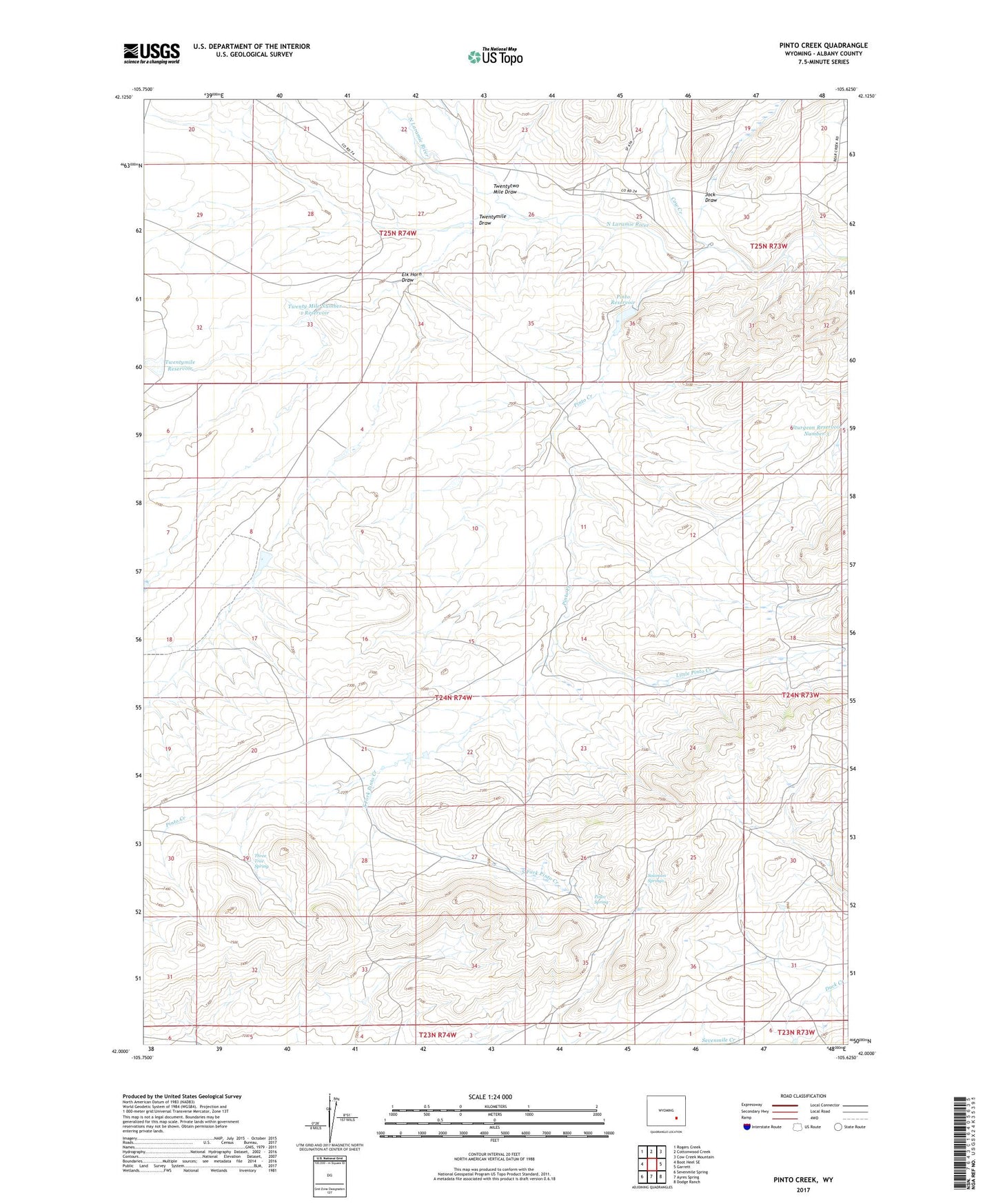 Pinto Creek Wyoming US Topo Map Image