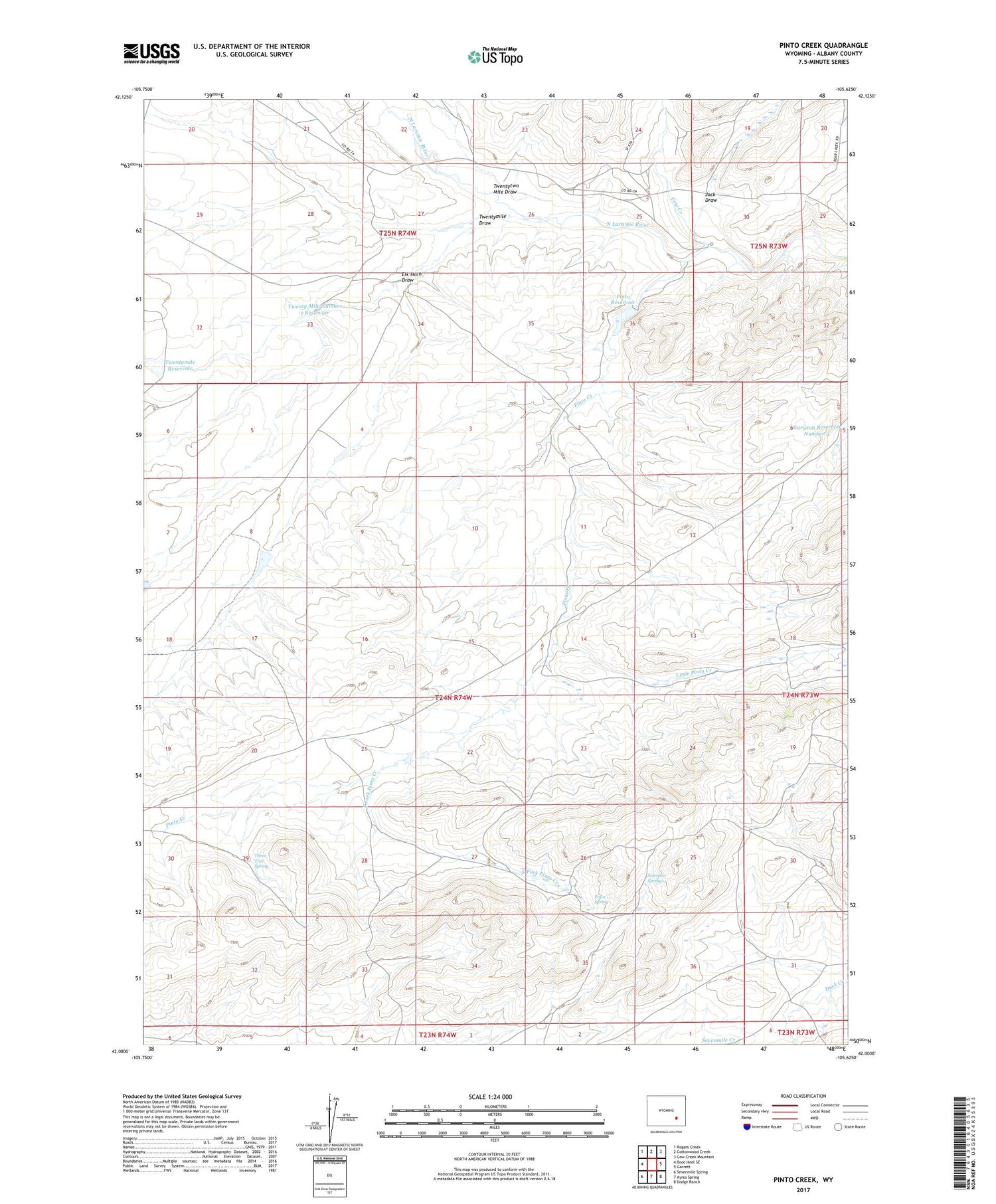 Pinto Creek Wyoming US Topo Map Image