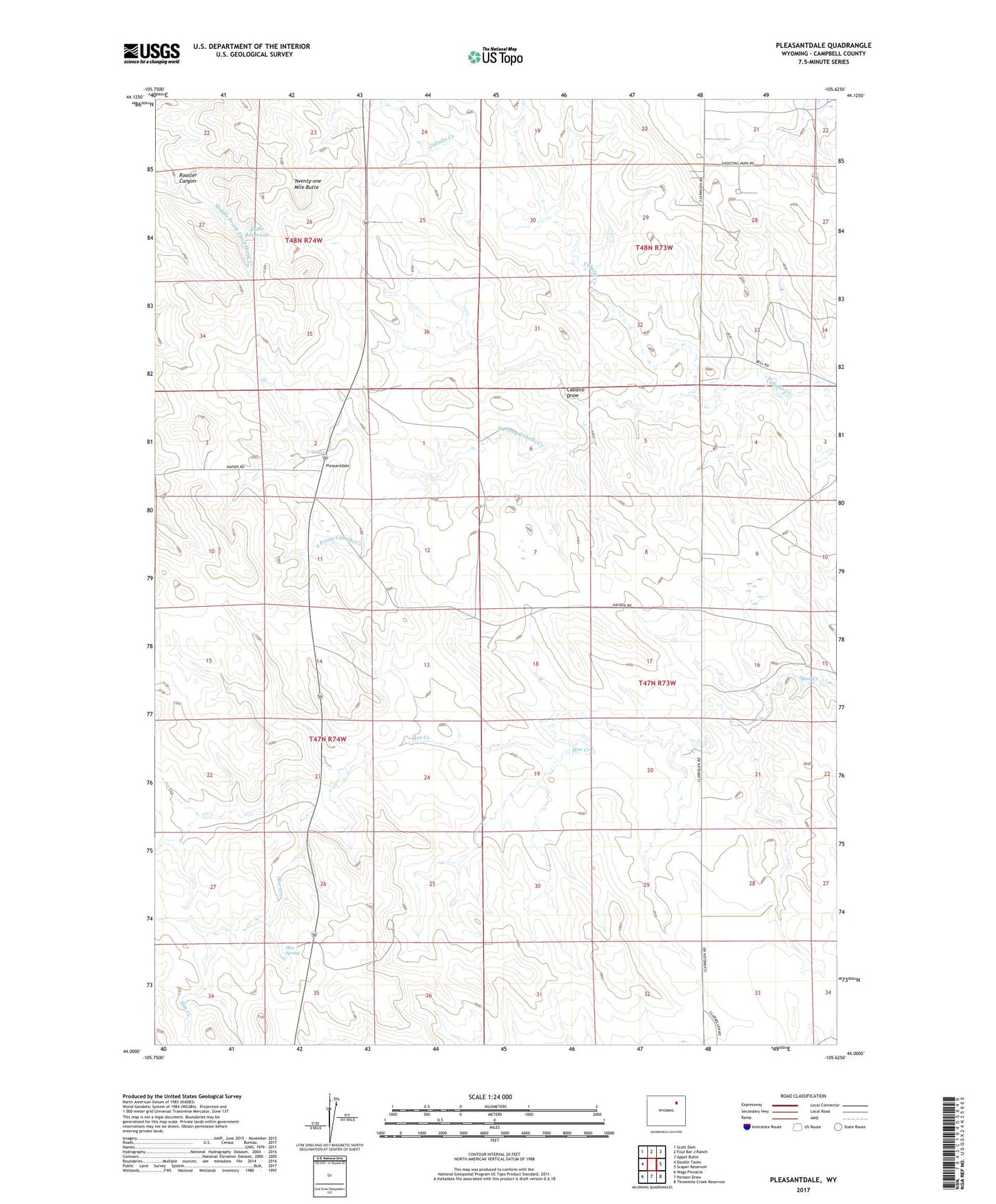 Pleasantdale Wyoming US Topo Map Image