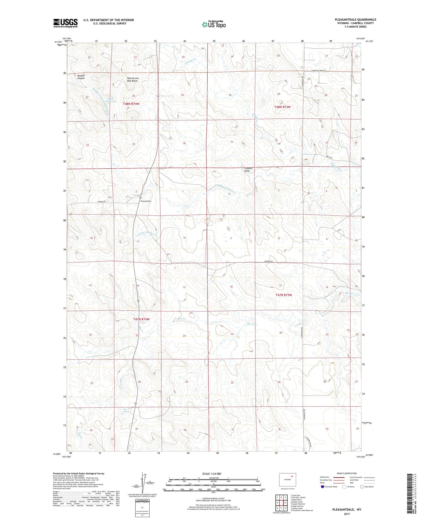 Pleasantdale Wyoming US Topo Map Image