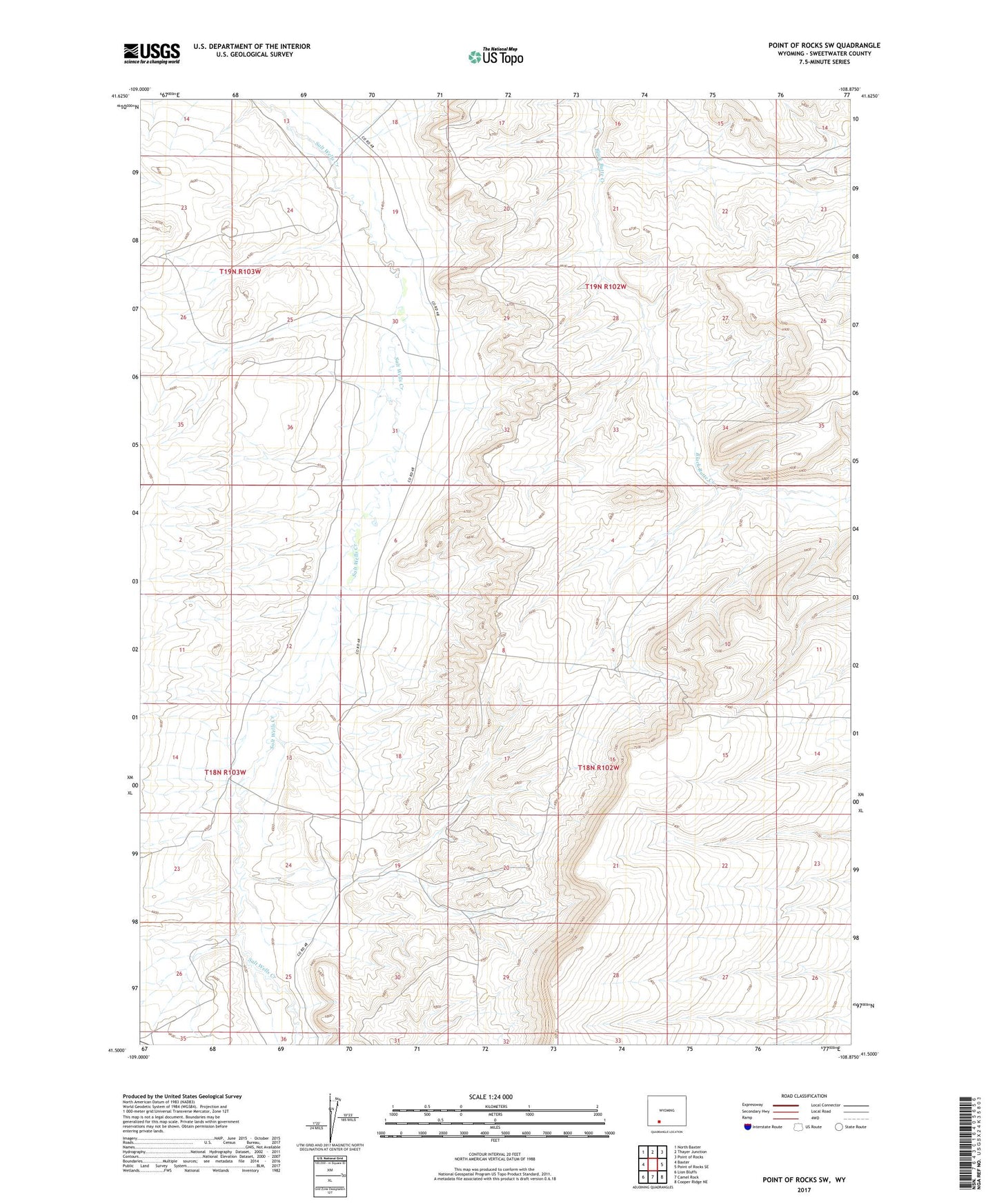 Point of Rocks SW Wyoming US Topo Map Image